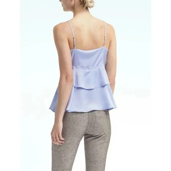 NWT Banana Republic Powder Blue Satin Silk Babydoll Cami Tank Top 4 Small Petite - Picture 3 of 9